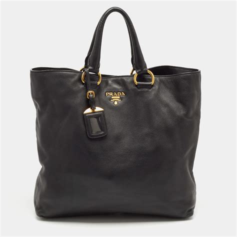 prada vitello tote black